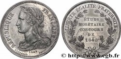 Concours de 5 francs, essai en étain par Montagny, frappe monnaie 1848 Paris VG.3087 var.