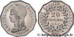 Essai de 20 centimes d’après Dupré, sur flan dodécagonal 1881 Paris GEM.49 1 var. MS 