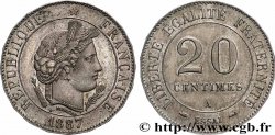 Essai de 20 centimes Merley, tranche à 20 pans 1887 Paris GEM.50 4 EBC 