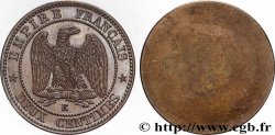 Essai uniface revers de Deux centimes Napoléon III, tête laurée n.d.  Maz.1724 a