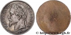 Épreuve uniface bronze argenté de l’avers de 2 francs Napoléon III, tête laurée  n.d. Paris Maz.1657 a avers MS 