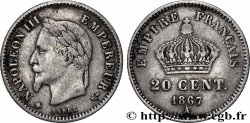 20 centimes Napoléon III, tête laurée, grand module 1867 Paris F.150/1