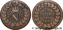 Un décime à l’N couronnée 1814 Strasbourg F.131/1