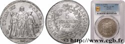 5 francs Union et Force, Union serré, avec glands intérieurs et gland extérieur 1796 Paris F.288/3 SPL58 PCGS
