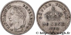 20 centimes Napoléon III, tête laurée, grand module 1867 Paris F.150/1