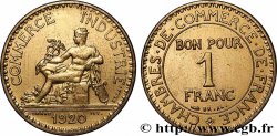 Essai-piéfort de 1 franc Chambres de Commerce bronze-aluminium 1920 Paris F.218/1P MS 