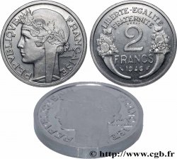 Essai-piéfort de 2 francs Morlon en aluminium 1946 Paris GEM.117 EP