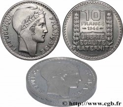 Essai-piéfort de 10 francs Turin, grosse tête, rameaux longs 1946 Paris GEM.180 EP