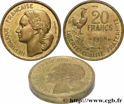 Essai-piéfort au double de 20 francs G. Guiraud, 4 faucilles 1952 Paris GEM.211 EP1