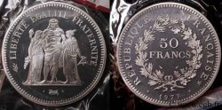 Piéfort argent de 50 francs Hercule  1977  F.427/5P MS70 