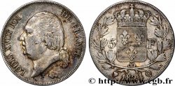 5 francs Louis XVIII, tête nue 1824 Perpignan F.309/97