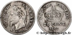 20 centimes Napoléon III, tête laurée, grand module 1867 Paris F.150/1