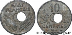10 centimes État français, grand module, fautée trou décentré 1941 Paris F.141/2 var. TB 