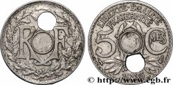 5 centimes Lindauer, petit module, fautée trou décentré 1935 Paris F.122/18 var. XF 