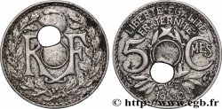 5 centimes Lindauer, petit module, fautée trou décentré 1932 Paris F.122/15 var. S 