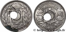 5 centimes Lindauer, maillechort, fautée trou décentré 1939 Paris F.123A/3 var. MS 