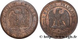 Deux centimes Napoléon III, Frappe incuse du revers 1861 Paris F.107/8 ?/- var. SUP+ 