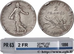 2 francs Semeuse, Flan Mat 1898  F.266/2 SPL63 GENI