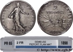Piéfort 2 francs Semeuse, flan mat, vieil argent 1898 Paris GEM.111 P1 MS65 GENI
