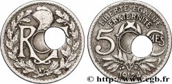 5 centimes Lindauer, petit module, fautée trou décentré 1924 Poissy F.122/9 var.