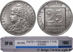 Essai de 25 centimes Patey, 1er type 1903 Paris F.168/1 FDC65 GENI