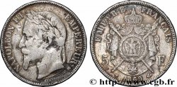 5 francs Napoléon III, tête laurée 1869 Strasbourg F.331/15
