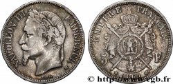 5 francs Napoléon III, tête laurée 1869 Strasbourg F.331/15