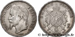 5 francs Napoléon III, tête laurée 1869 Strasbourg F.331/15