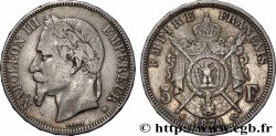 5 francs Napoléon III, tête laurée 1870 Strasbourg F.331/17