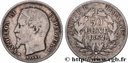 50 centimes Napoléon III, tête nue 1862 Paris F.187/16