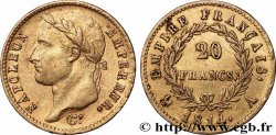 20 francs or Napoléon, tête laurée, Empire français 1814 Paris F.516/39