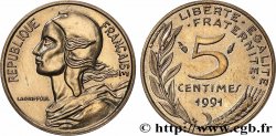 5 centimes Marianne, BU (Brillant Universel), frappe médaille 1991 Pessac F.125/28