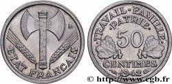 50 centimes Francisque, lourde, premiers exemplaires avec les CROIX 1942 Paris F.195/2