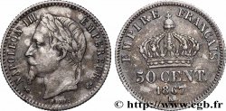 50 centimes Napoléon III, tête laurée 1867 Bordeaux F.188/18 TTB/TTB+ 