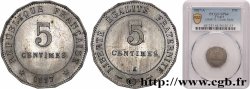 Essai à double valeur faciale de 5 centimes Merley, Type II, tranche à 16 pans 1887 Paris GEM.13 1