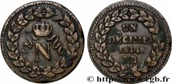 Un décime à l’N couronnée 1814 Strasbourg F.131/3