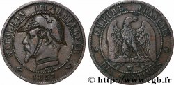 Dix centimes Napoléon III, tête nue, satirique 1857 Lille F.133/46 var.
