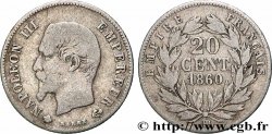 20 centimes Napoléon III, tête nue 1860 Strasbourg F.148/16