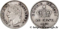20 centimes Napoléon III, tête laurée, grand module 1868 Paris F.150/4