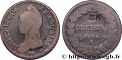 Un décime Dupré, modification du 2 décimes 1796 Paris F.127/1