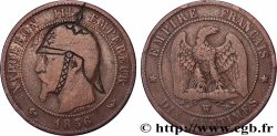 Dix centimes Napoléon III, tête nue, satirique 1856 Lille F.133/40 var.