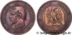 Dix centimes Napoléon III, tête nue, satirique 1857 Paris F.133/41 var.