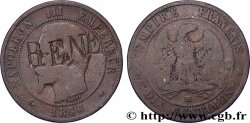 Dix centimes Napoléon III, tête nue, Contremarquée 1856 Strasbourg F.133/36 var.