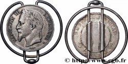 5 francs Napoléon III, tête laurée, transformée en pince à billets 1868 Strasbourg F.331/13 var.