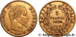 5 francs or Napoléon III tête nue, grand module 1860 Strasbourg F.501/13