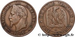 Cinq centimes Napoléon III, tête laurée 1861 Paris F.117/4