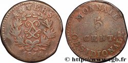 5 cent. Anvers au double L, frappe de l’arsenal de la marine 1814  Anvers F.115E/1