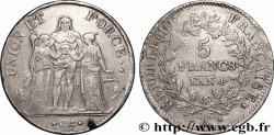 5 francs Union et Force, Union serré, avec glands, listel par virole 1796 Paris F.287/1 q.BB 