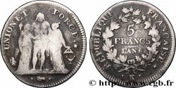 5 francs Union et Force, Union serré, seulement gland extérieur 1798 Bordeaux F.288/56