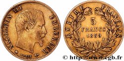 5 francs or Napoléon III, tête nue, grand module 1859 Strasbourg F.501/8